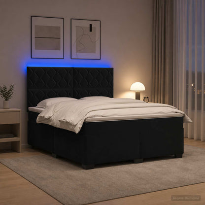 Letto box spring con materasso Nero 180 x 200 cm Velluto