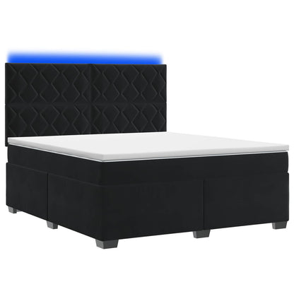 Letto box spring con materasso Nero 180 x 200 cm Velluto