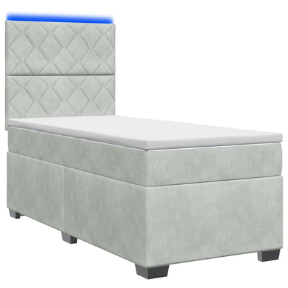 Letto con Box Spring, Materasso e LED Grigio Chiaro 90 x 190 cm | homemem39