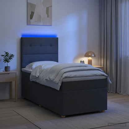 Letto Box Spring LED con Materasso Grigio Scuro 90 x 190 cm | homemem39