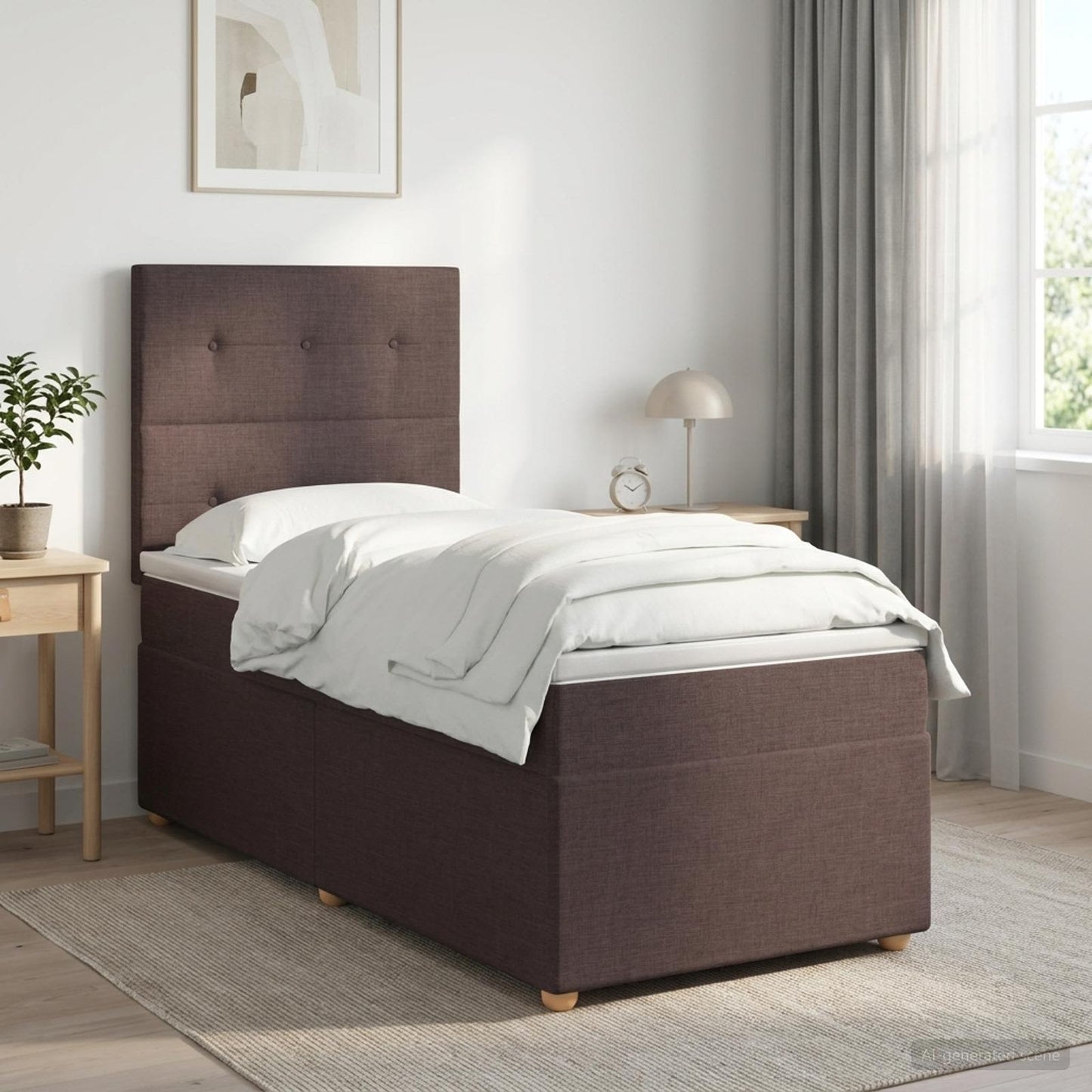 Letto box spring con materasso Marrone Scuro 100 x 200 cm | homemem39