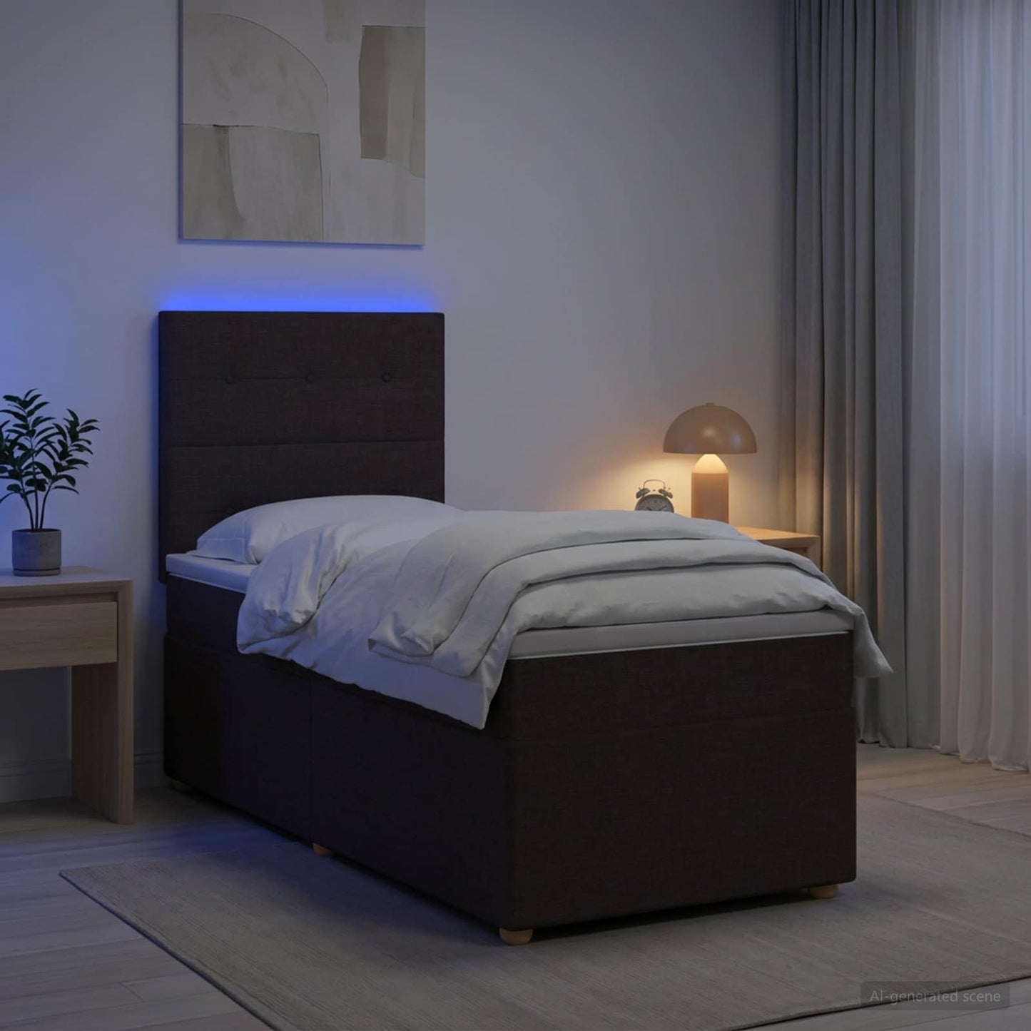 Letto box spring con materasso Marrone Scuro 100 x 200 cm | homemem39