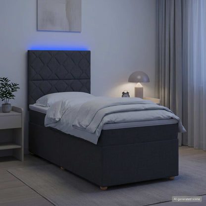 Letto box spring con materasso Grigio Scuro 80 x 200 cm Tessuto