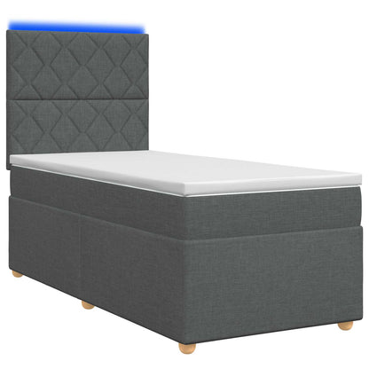 Letto box spring con materasso Grigio Scuro 80 x 200 cm Tessuto