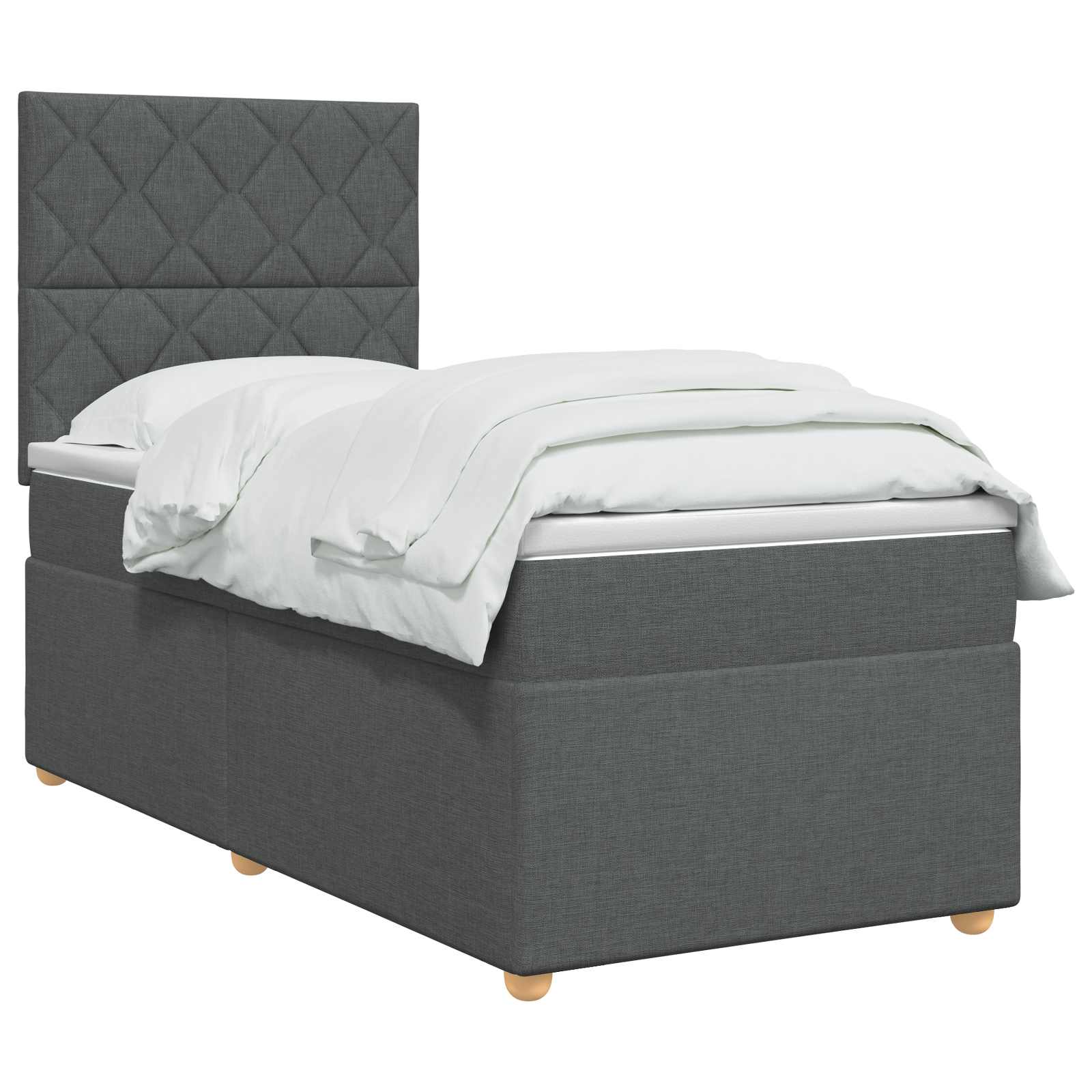 Letto box spring con materasso Grigio Scuro 80 x 200 cm Tessuto | homemem39