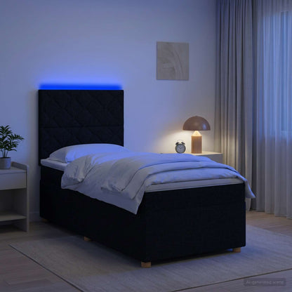 Letto box spring con materasso Nero 90 x 190 cm Tessuto | homemem39