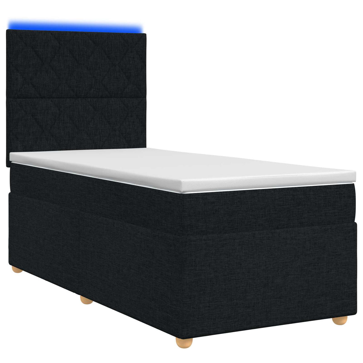 Letto box spring con materasso Nero 90 x 190 cm Tessuto | homemem39