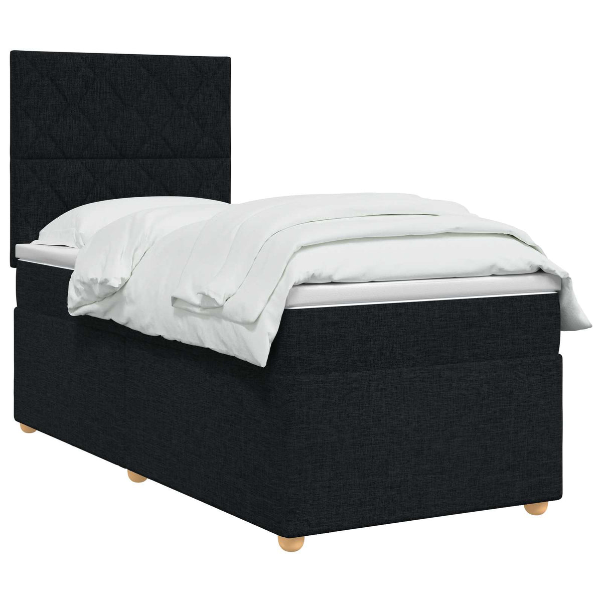 Letto box spring con materasso Nero 90 x 190 cm Tessuto | homemem39