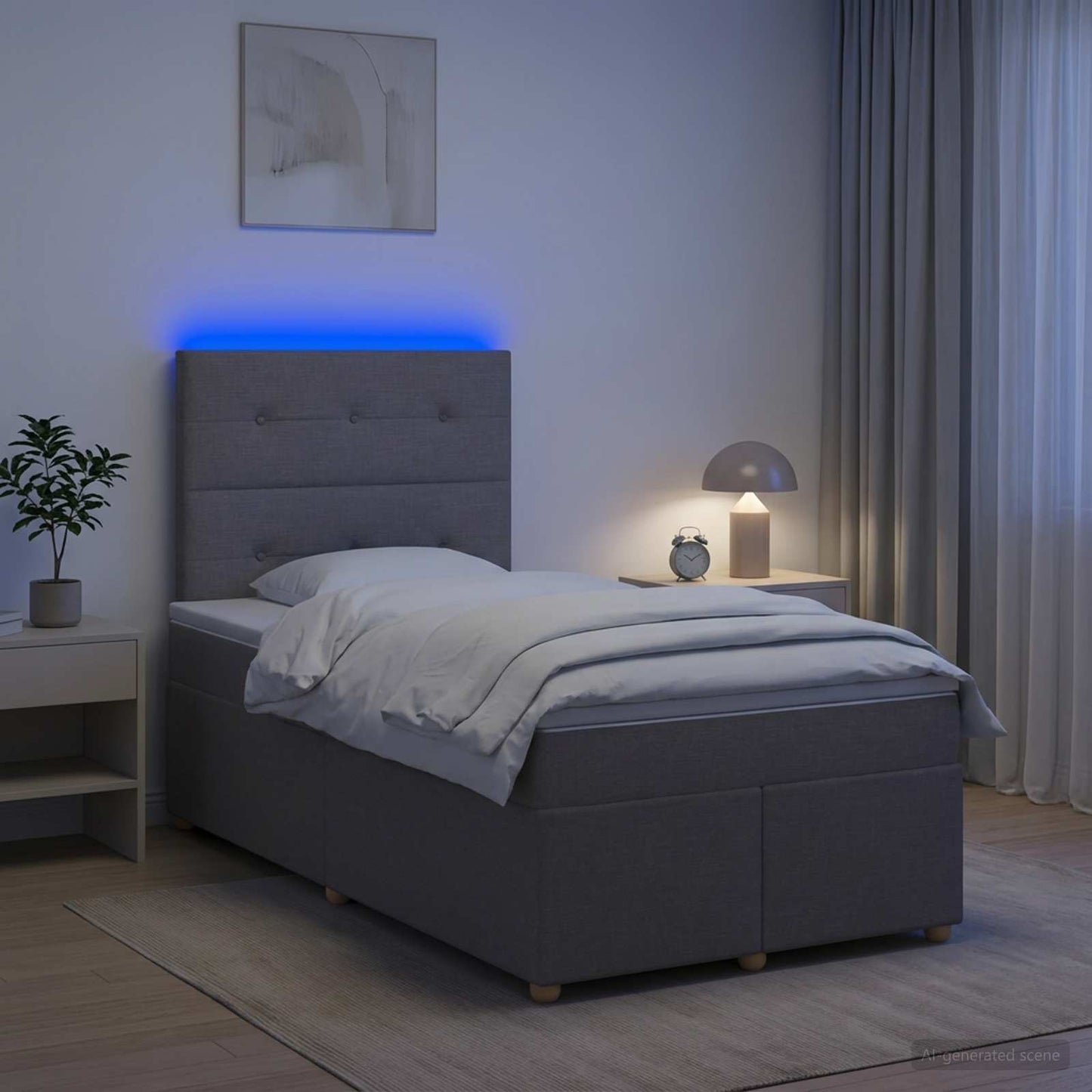 Letto box spring con materasso Tortora 120 x 190 cm Tessuto | homemem39