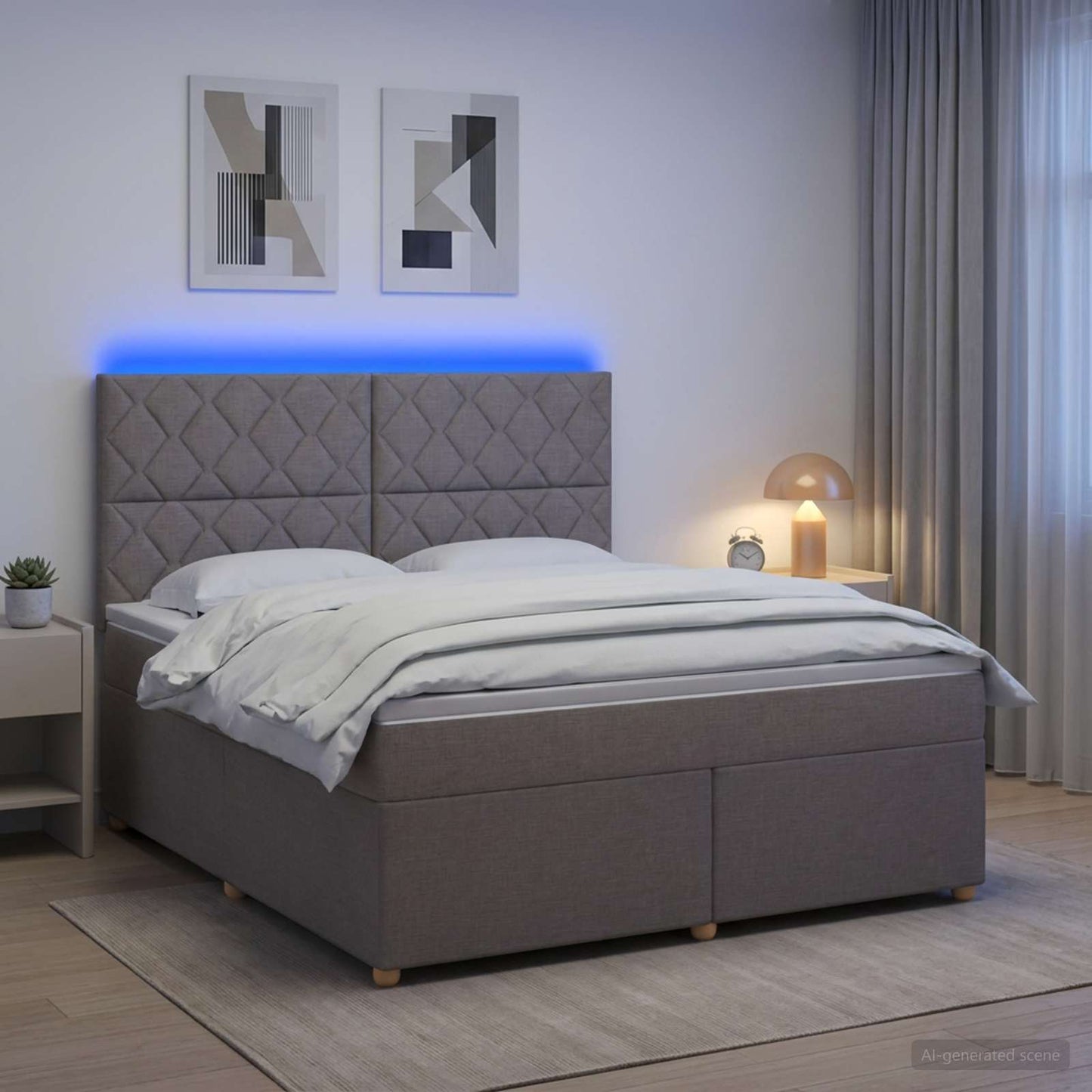 Letto box spring con materasso Tortora 160 x 200 cm Tessuto | homemem39