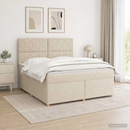 Letto box spring con materasso Crema 160 x 200 cm Tessuto | homemem39