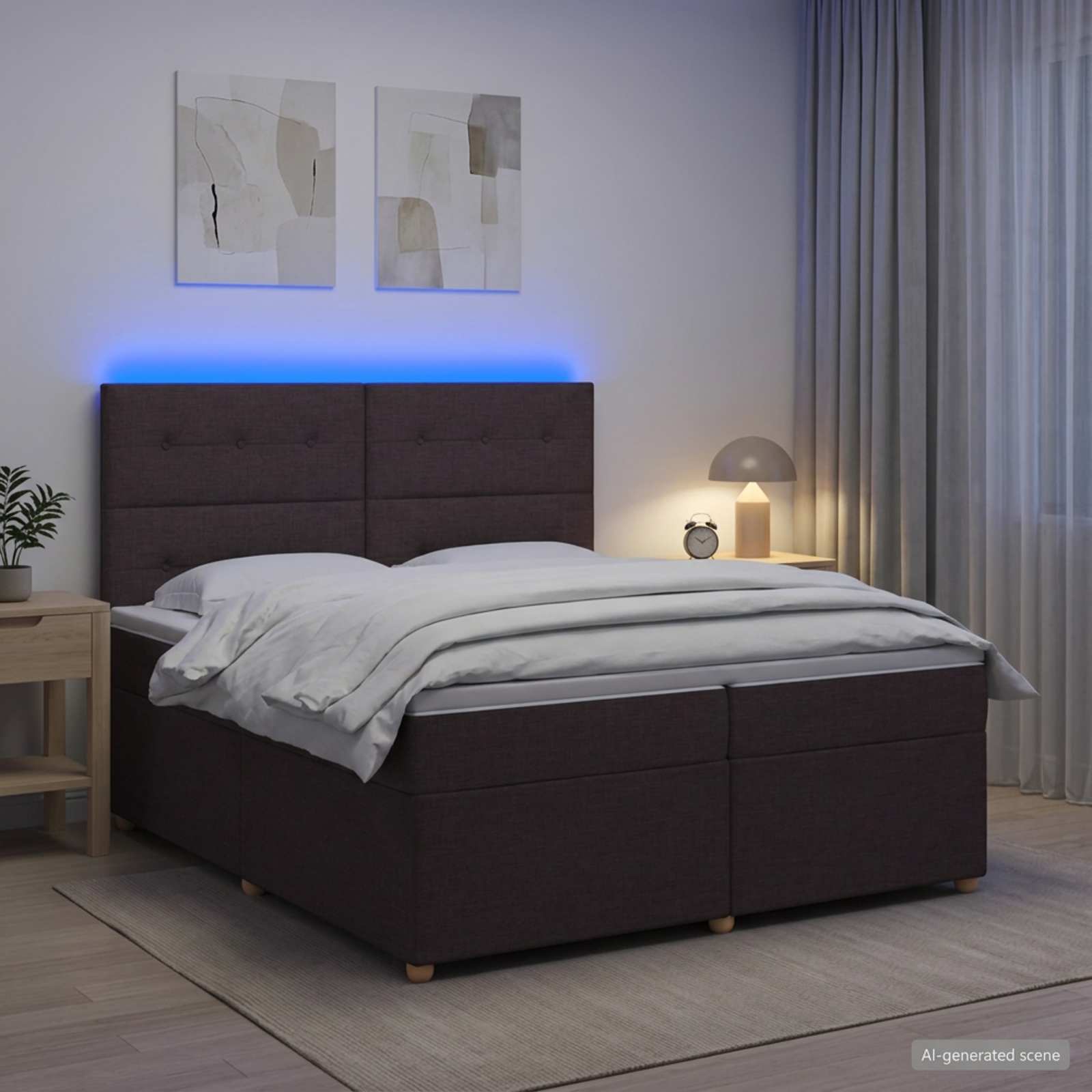 Letto box spring con materasso Marrone Scuro 200 x 200 cm | homemem39