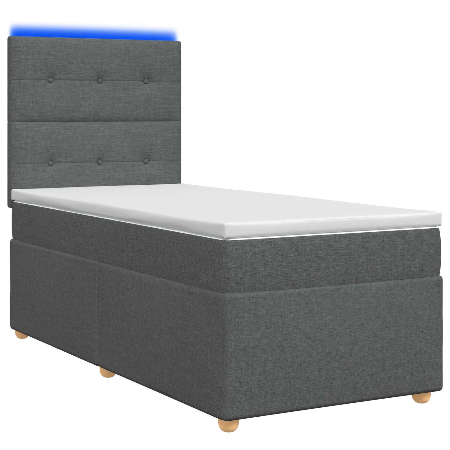 Letto Box Spring LED con Materasso Grigio Scuro 90 x 190 cm | homemem39