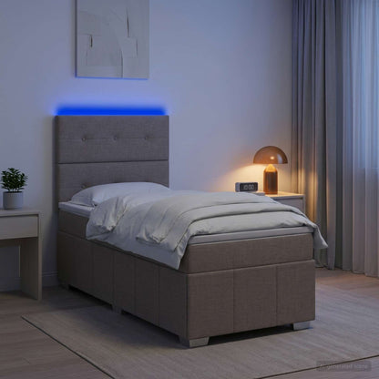 Letto Box Spring LED con Materasso Tortora 100 x 200 cm Tessuto | homemem39