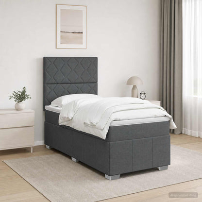 Letto Box Spring LED con Materasso Grigio Scuro 80 x 200 cm | homemem39