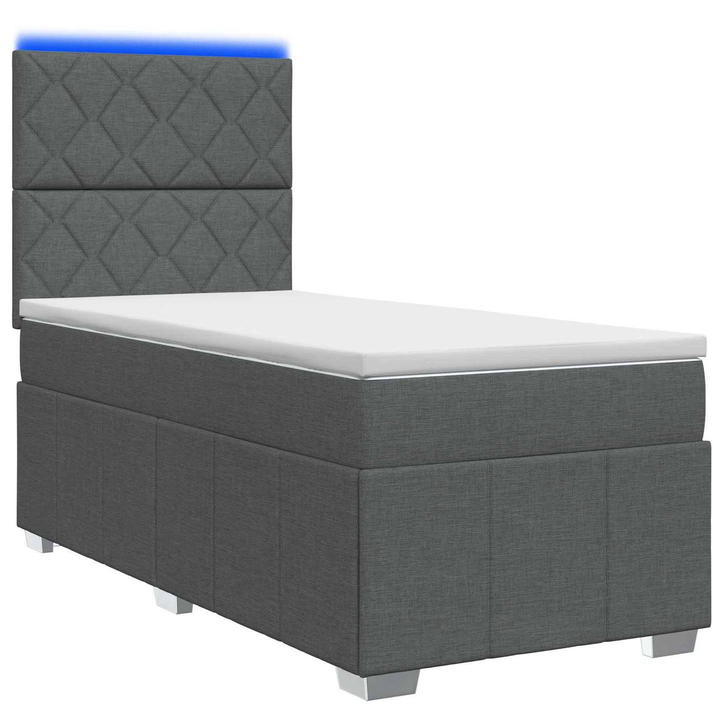 Letto Box Spring LED con Materasso Grigio Scuro 80 x 200 cm | homemem39
