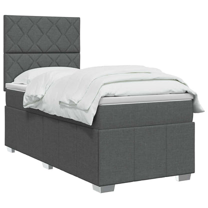 Letto Box Spring LED con Materasso Grigio Scuro 80 x 200 cm | homemem39
