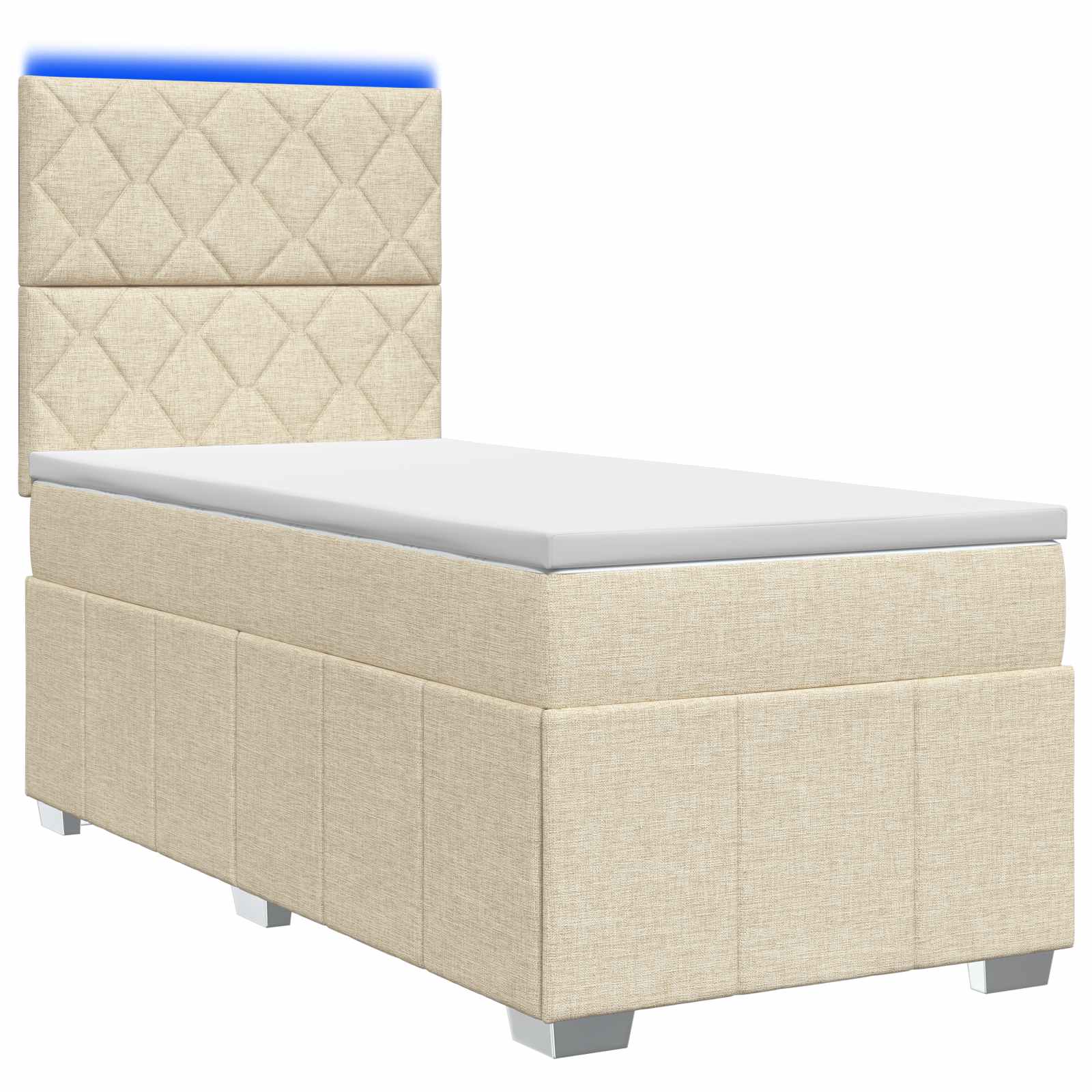Letto Box Spring LED con Materasso Crema 80 x 200 cm Tessuto | homemem39