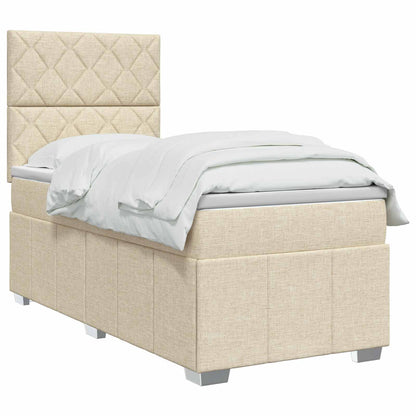 Letto Box Spring LED con Materasso Crema 80 x 200 cm Tessuto | homemem39