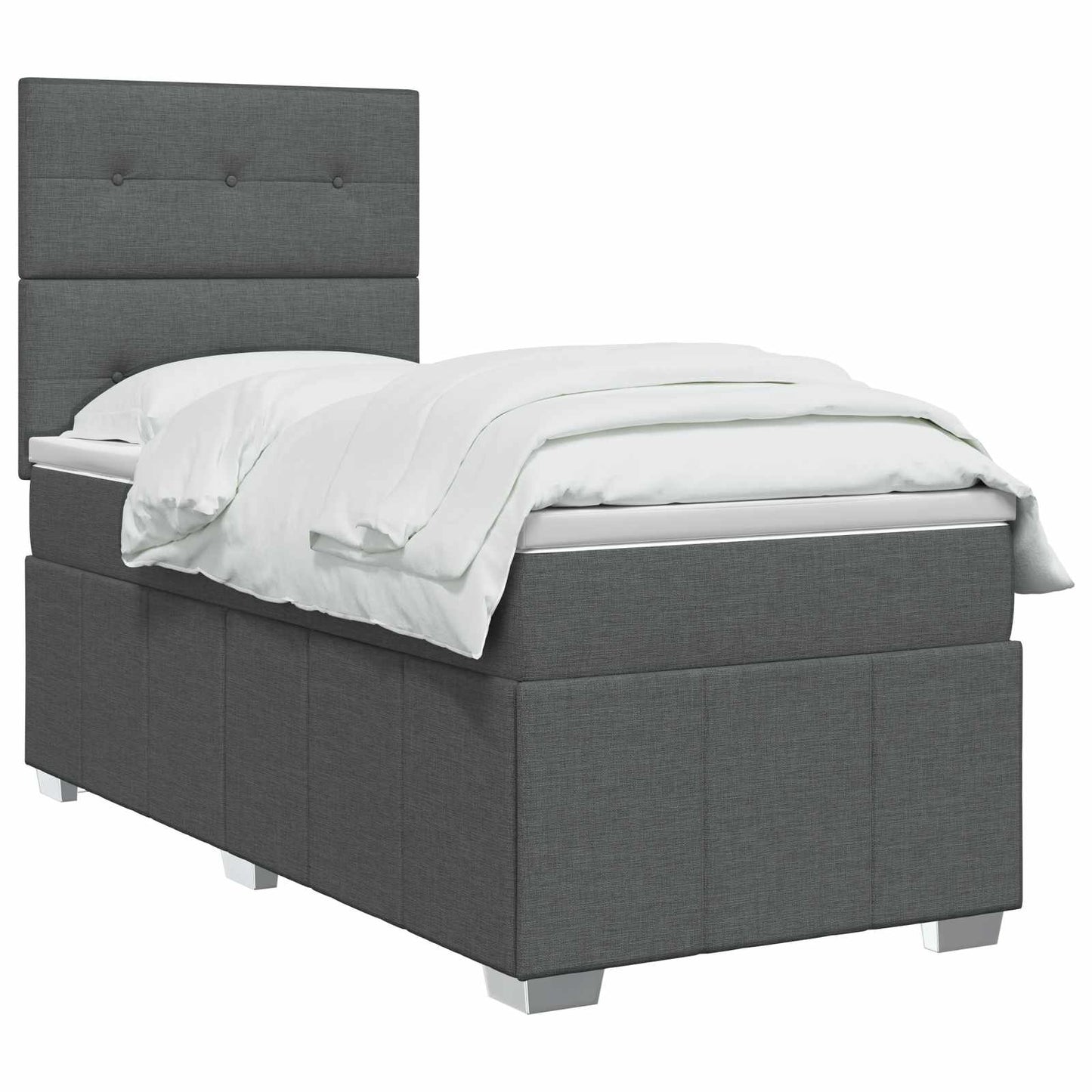 Letto Box Spring LED con Materasso Grigio Scuro 90 x 190 cm | homemem39