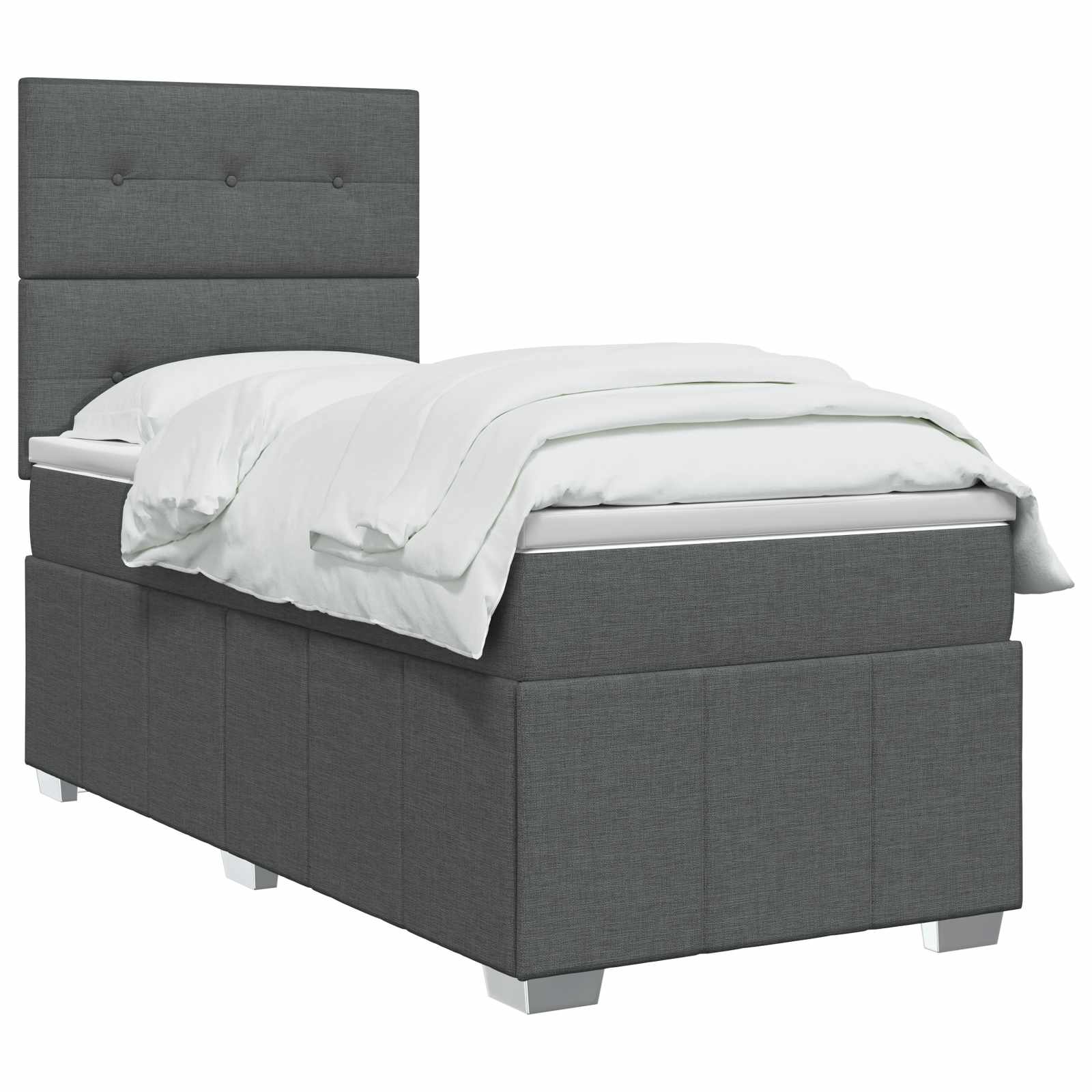 Letto Box Spring LED con Materasso Grigio Scuro 90 x 190 cm | homemem39