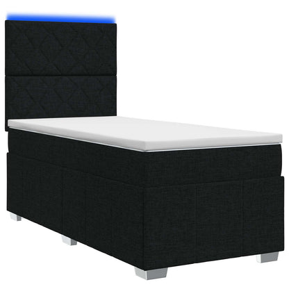 Letto Box Spring LED con Materasso Nero 90 x 200 cm Tessuto | homemem39