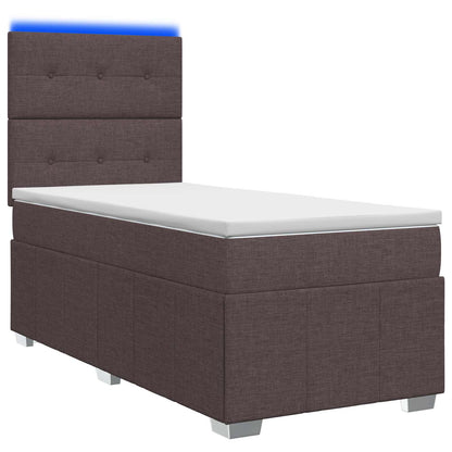 Letto Box Spring LED con Materasso Marrone Scuro 100 x 200 cm | homemem39