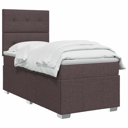 Letto Box Spring LED con Materasso Marrone Scuro 100 x 200 cm | homemem39