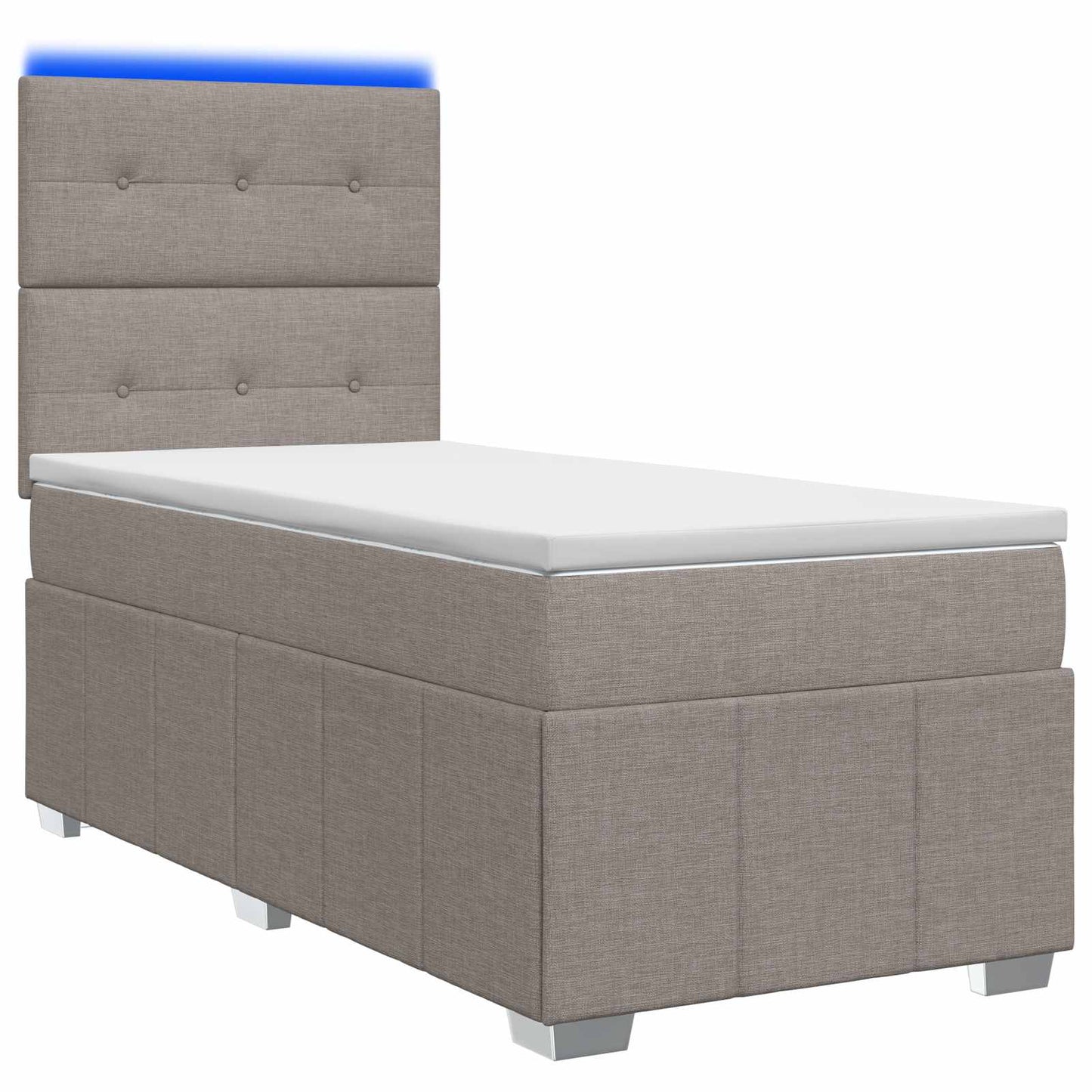 Letto Box Spring LED con Materasso Tortora 100 x 200 cm Tessuto | homemem39