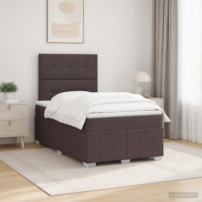 Letto Box Spring LED con Materasso Marrone Scuro 120 x 190 cm