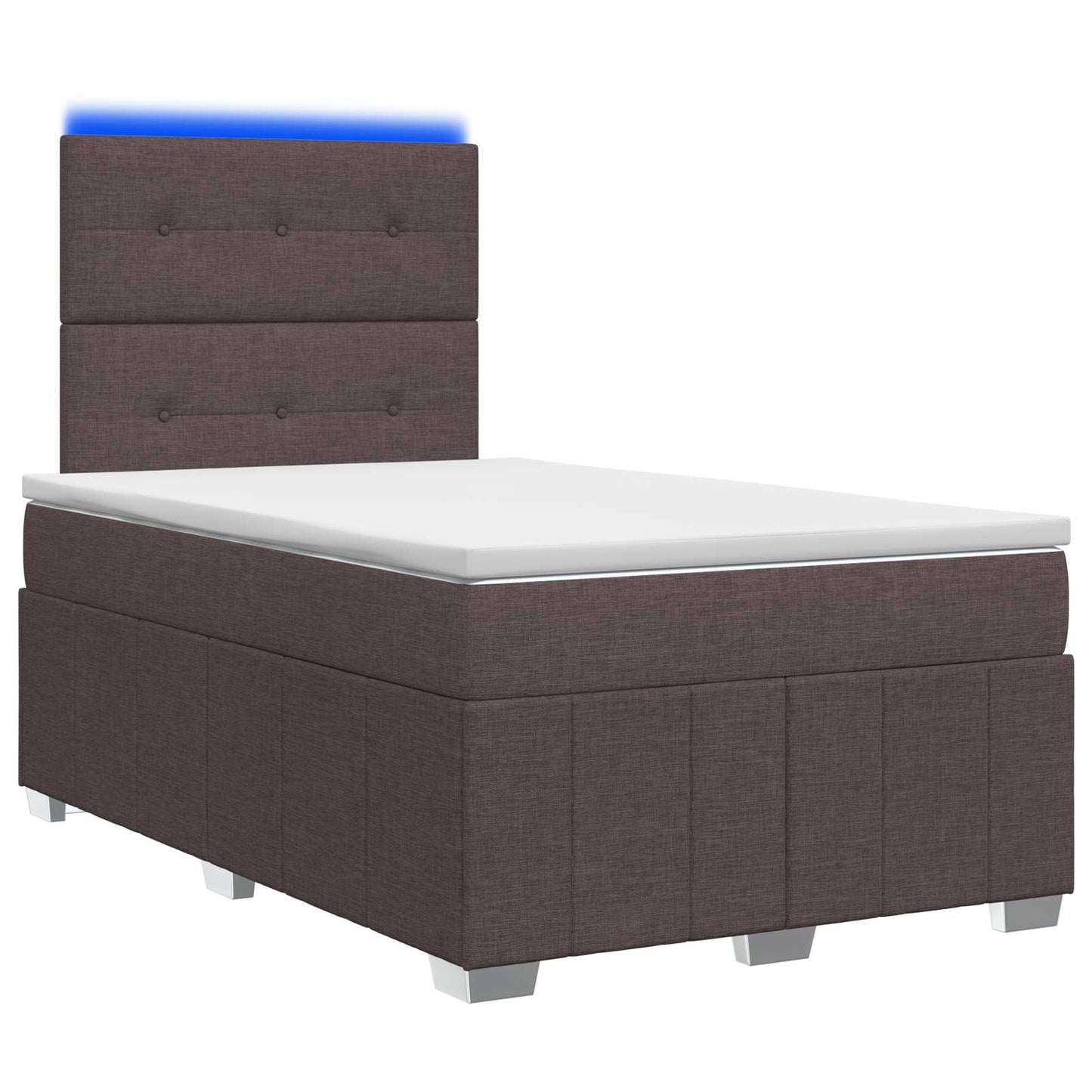 Letto Box Spring LED con Materasso Marrone Scuro 120 x 190 cm
