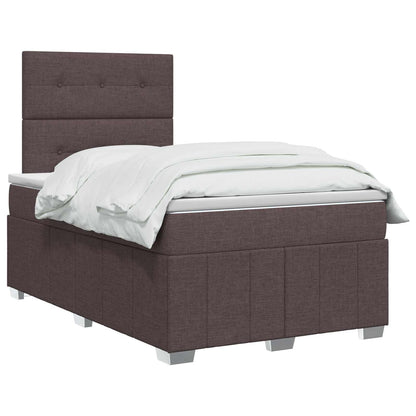 Letto Box Spring LED con Materasso Marrone Scuro 120 x 190 cm