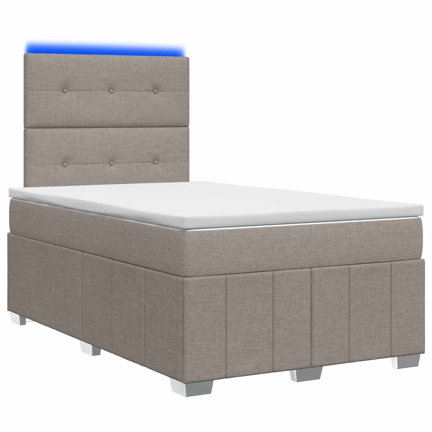Letto Box Spring LED con Materasso Tortora 120 x 190 cm Tessuto | homemem39