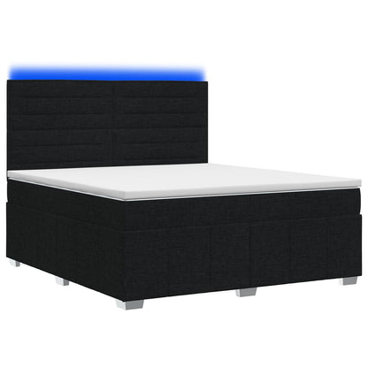 Letto Box Spring LED con Materasso Nero 140 x 190 cm Tessuto