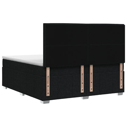Letto Box Spring LED con Materasso Nero 140 x 190 cm Tessuto