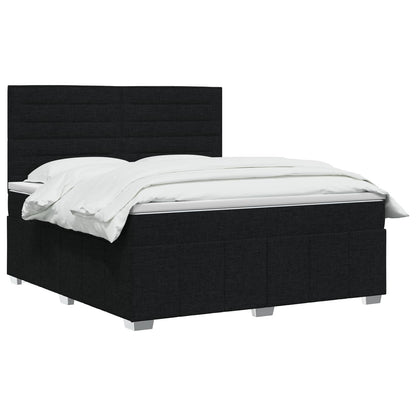 Letto Box Spring LED con Materasso Nero 140 x 190 cm Tessuto