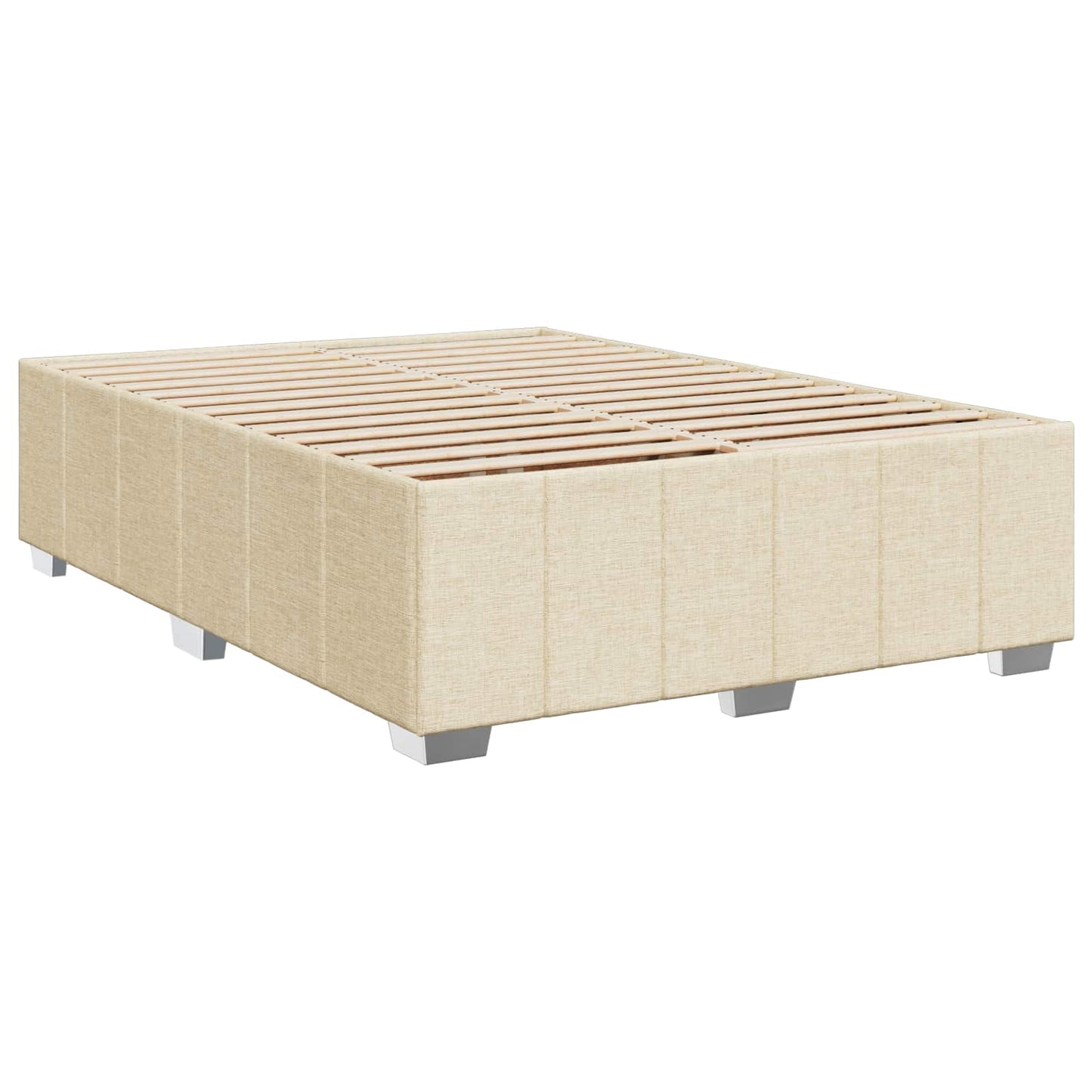 Letto Box Spring LED con Materasso Crema 140 x 190 cm Tessuto