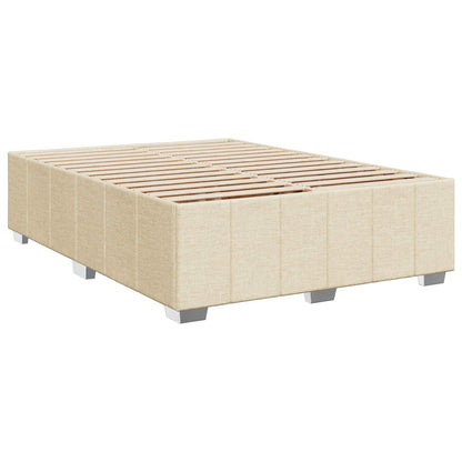 Letto Box Spring LED con Materasso Crema 140 x 190 cm Tessuto