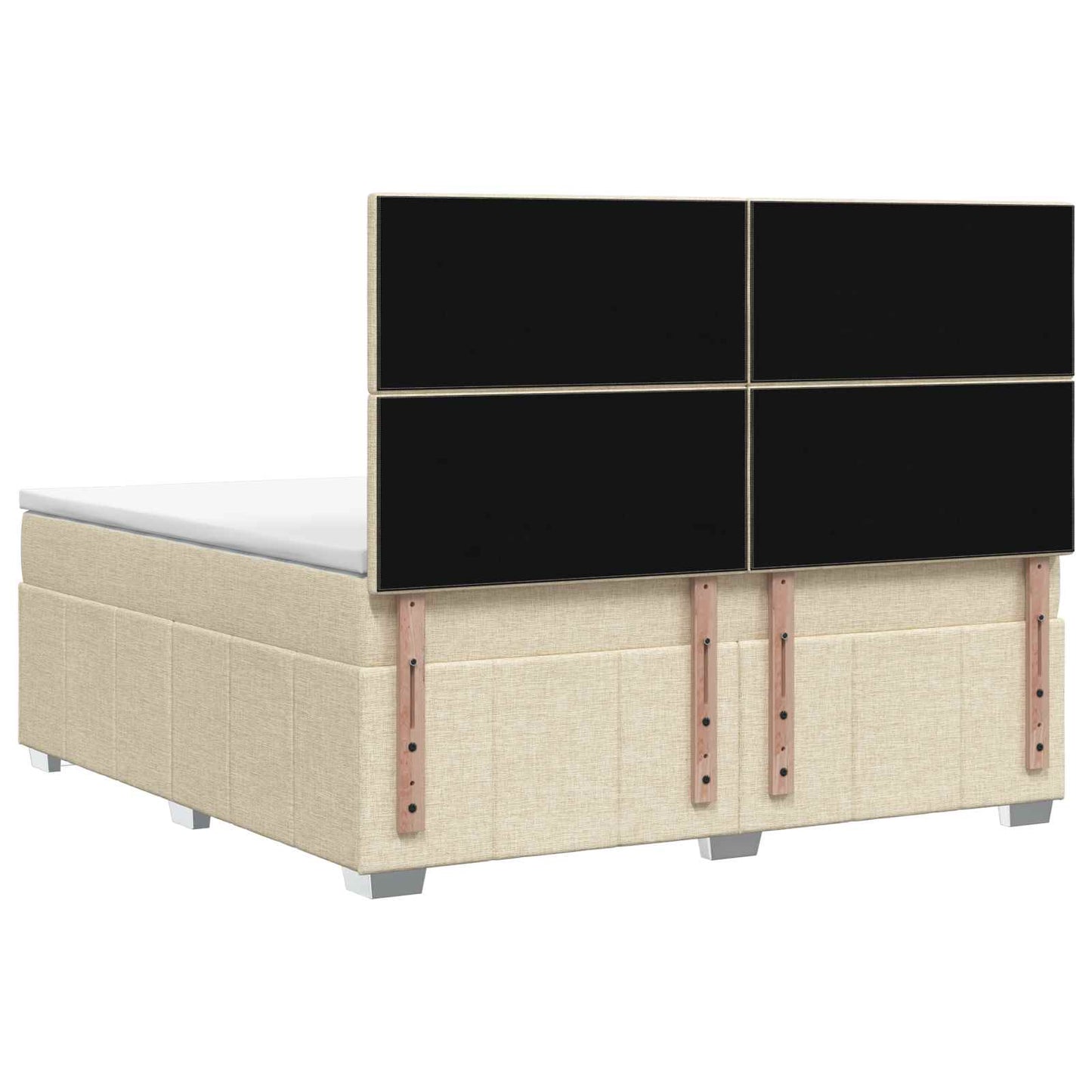 Letto Box Spring LED con Materasso Crema 140 x 190 cm Tessuto