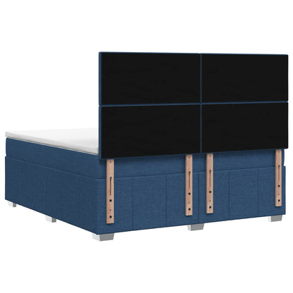 Letto Box Spring LED con Materasso Blu 140 x 190 cm Tessuto