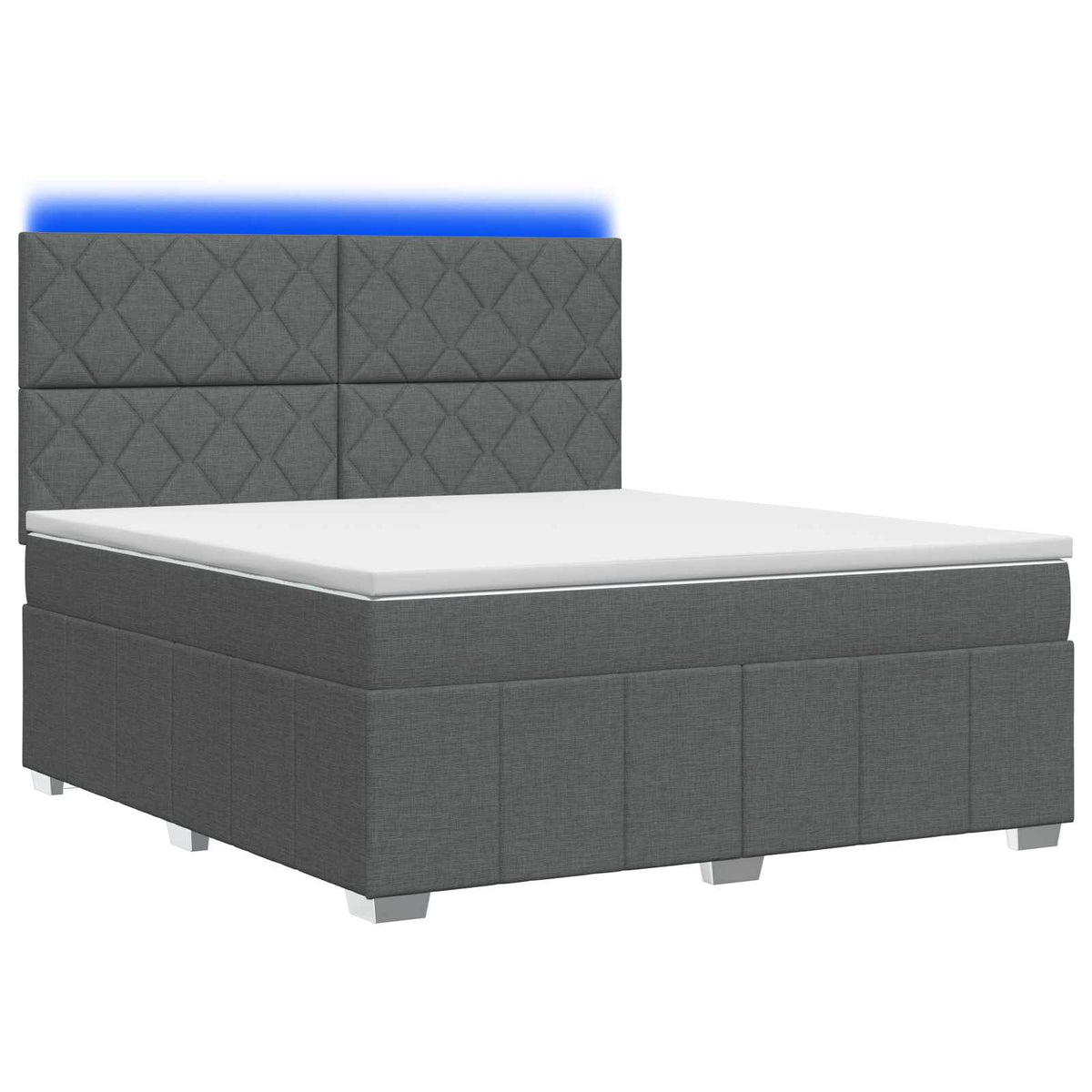 Letto Box Spring LED con Materasso Grigio Scuro 140 x 190 cm