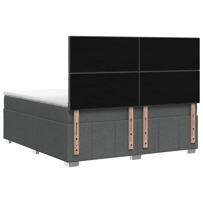 Letto Box Spring LED con Materasso Grigio Scuro 140 x 190 cm