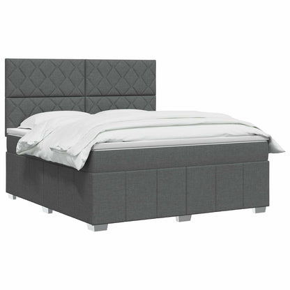 Letto Box Spring LED con Materasso Grigio Scuro 140 x 190 cm