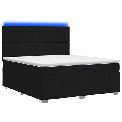 Letto Box Spring LED con Materasso Nero 140 x 190 cm Tessuto | homemem39