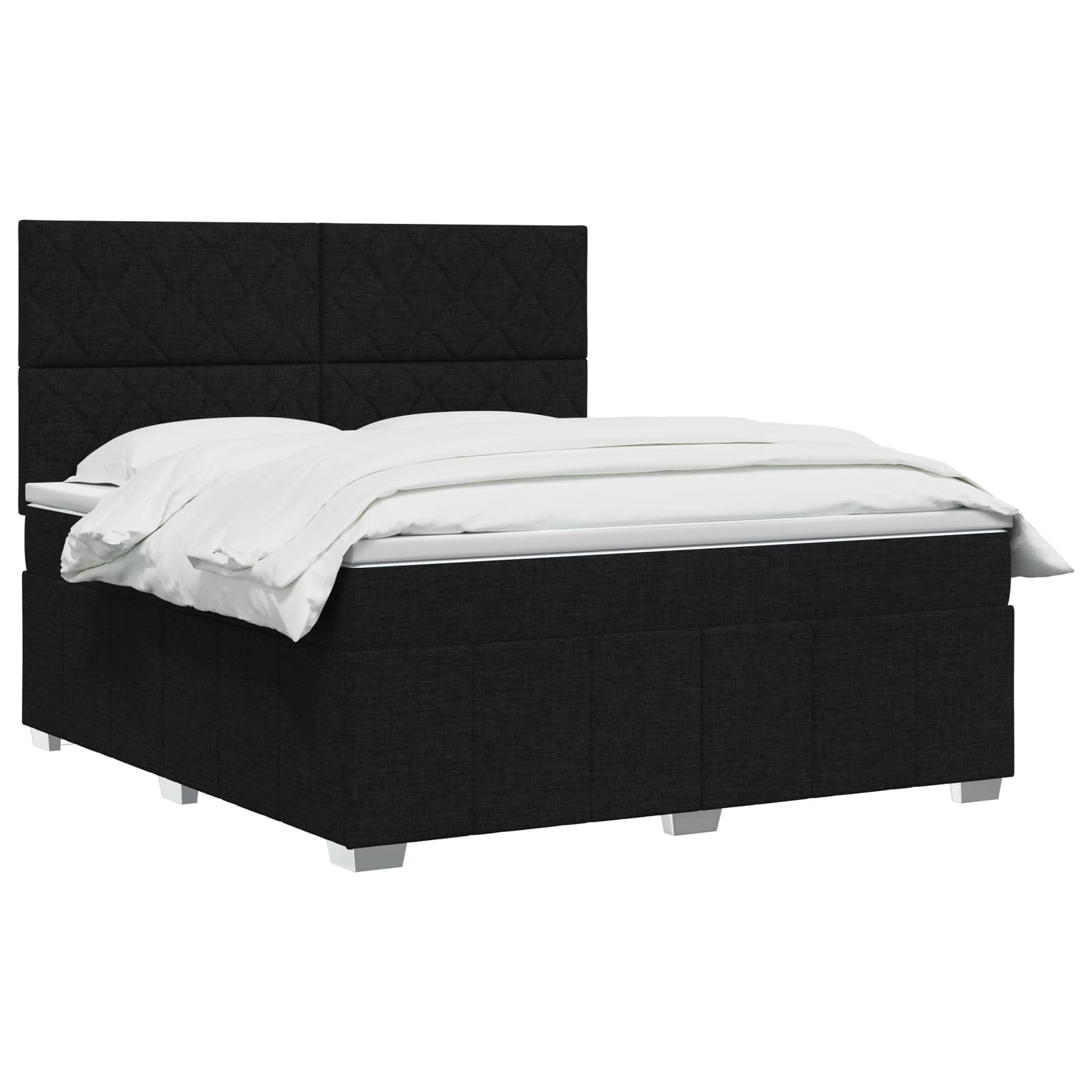 Letto Box Spring LED con Materasso Nero 140 x 190 cm Tessuto | homemem39