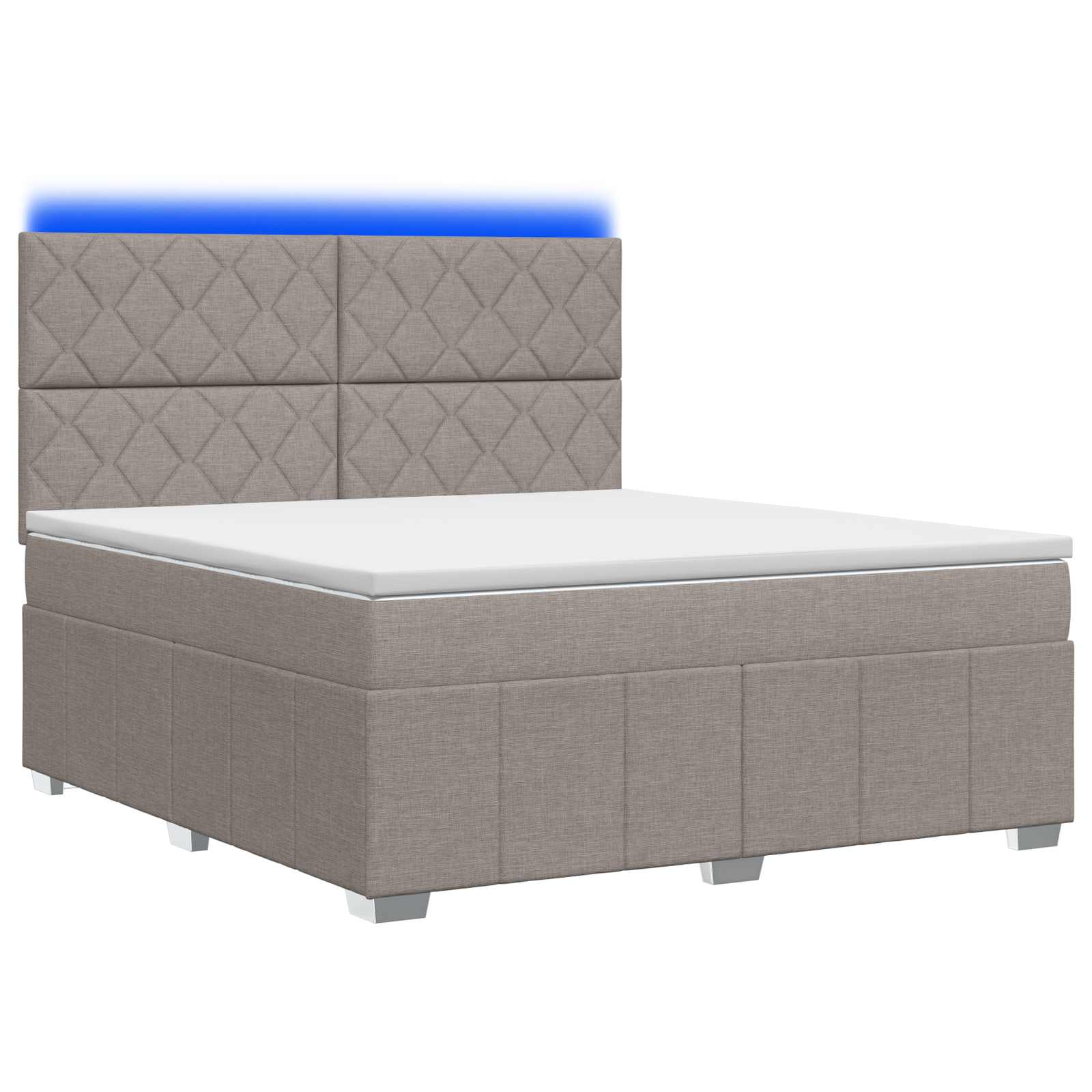Letto Box Spring LED con Materasso Tortora 140 x 190 cm Tessuto | homemem39
