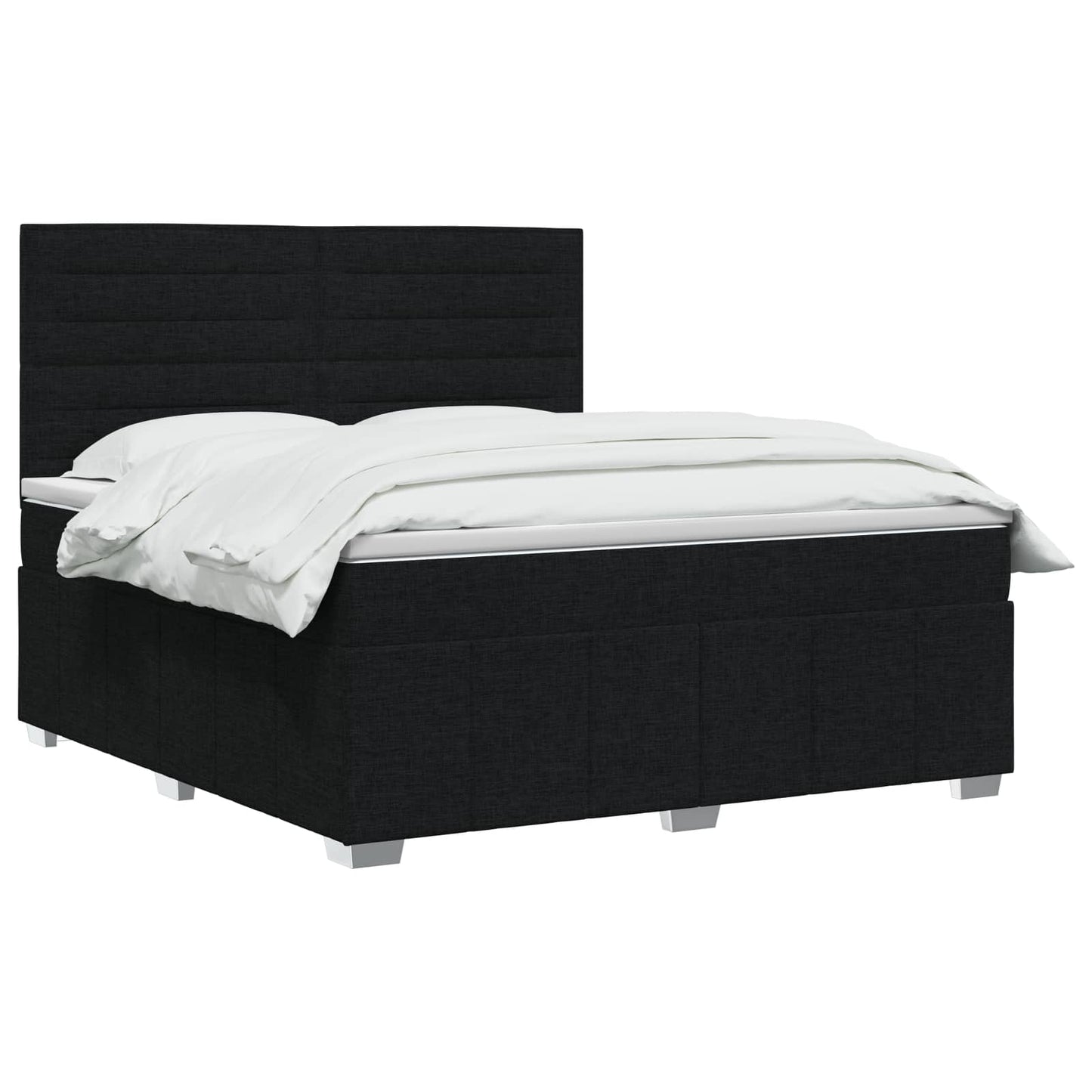 Letto Box Spring LED con Materasso Nero 140 x 200 cm Tessuto