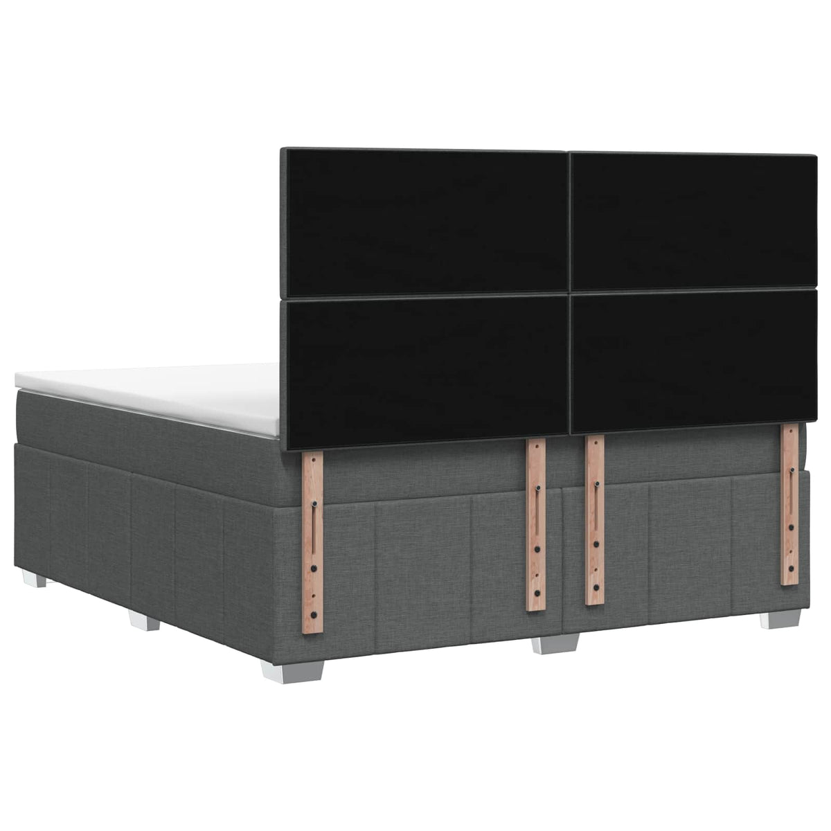 Letto Box Spring LED con Materasso Grigio Scuro 140 x 200 cm