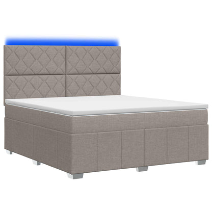 Letto Box Spring LED con Materasso Tortora 140 x 200 cm Tessuto | homemem39