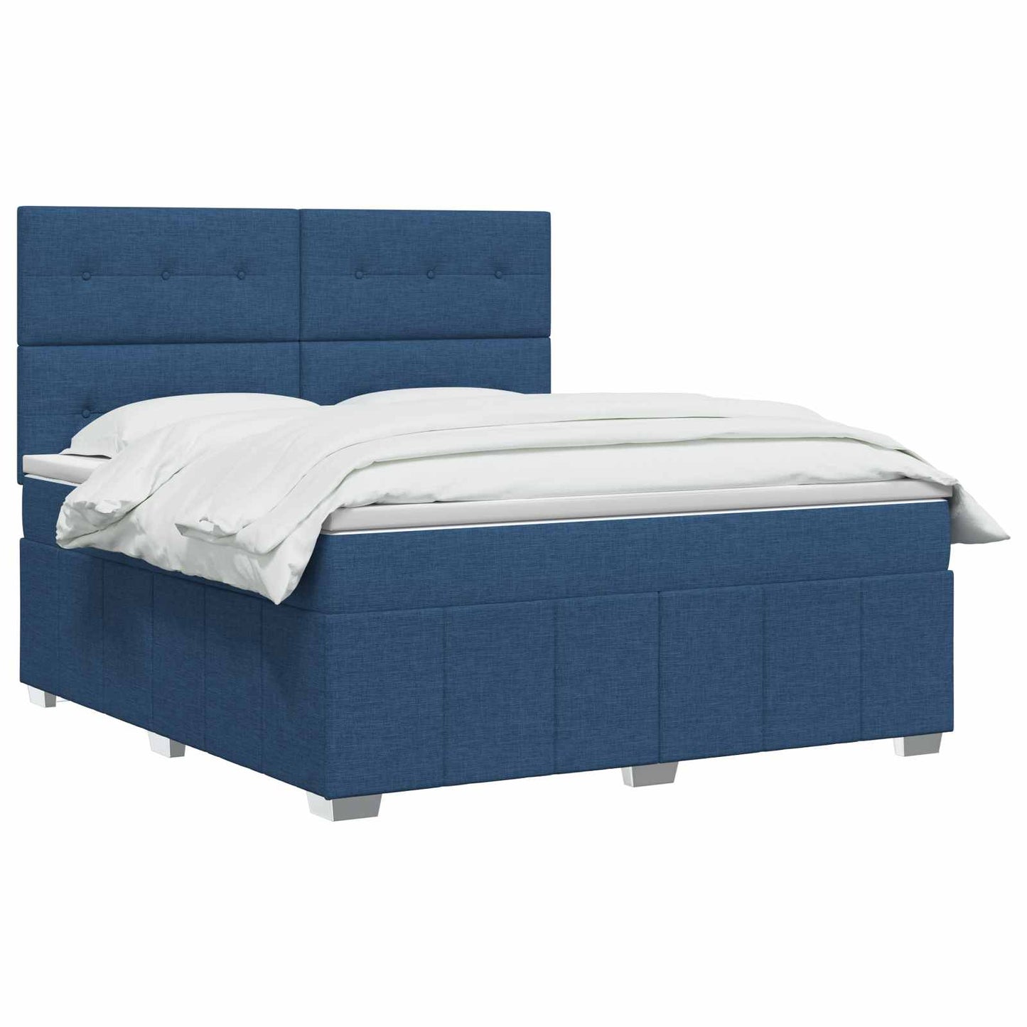 Letto Box Spring LED con Materasso Blu 160 x 200 cm Tessuto